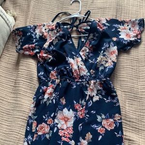 Blue floral jumpsuit